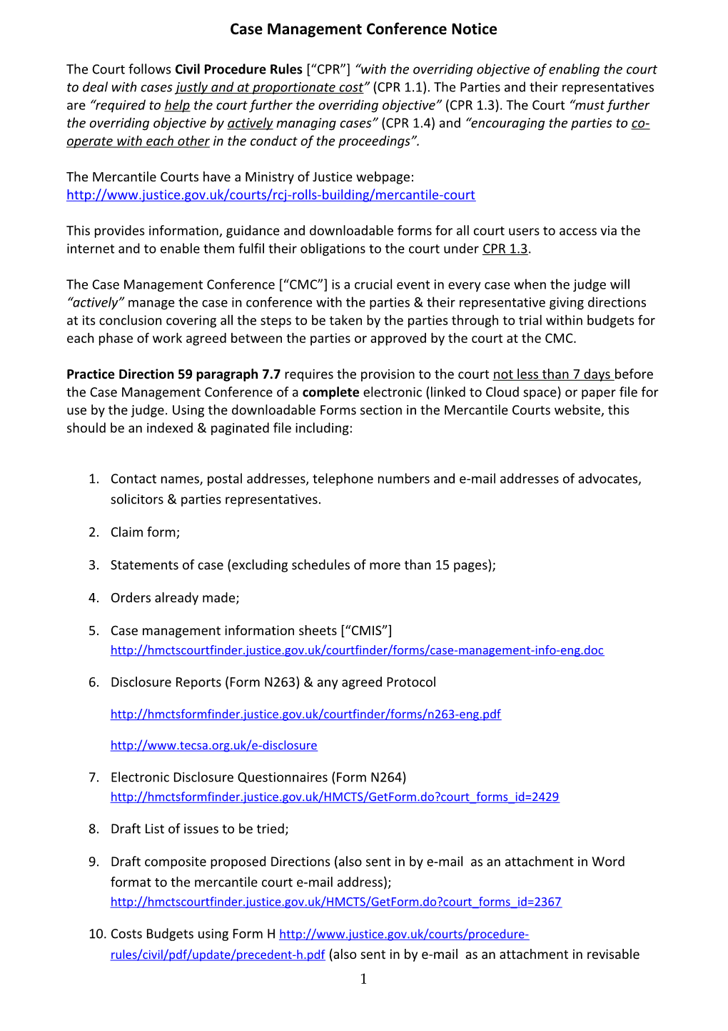 Case Management Conference Notice