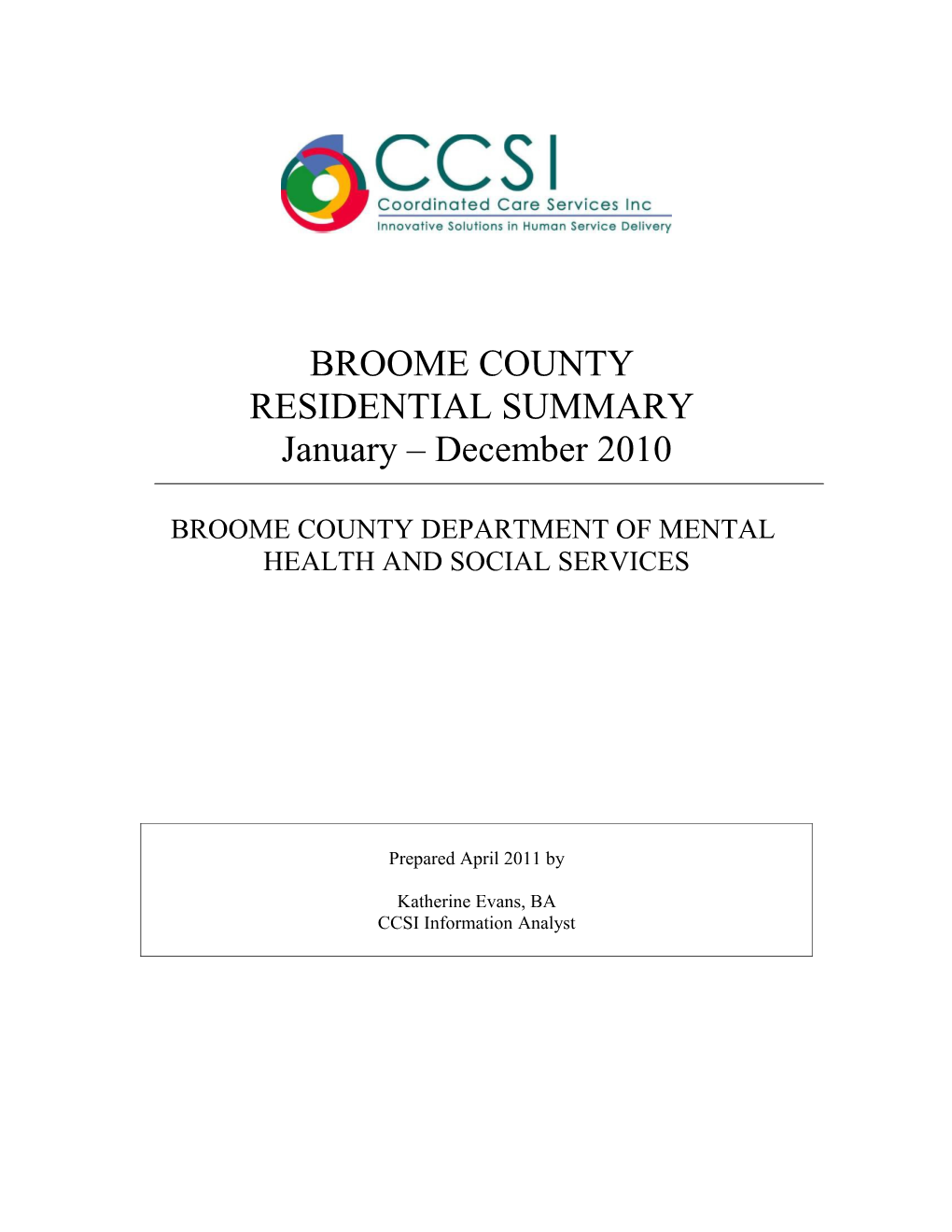 Broome County Residential Summary