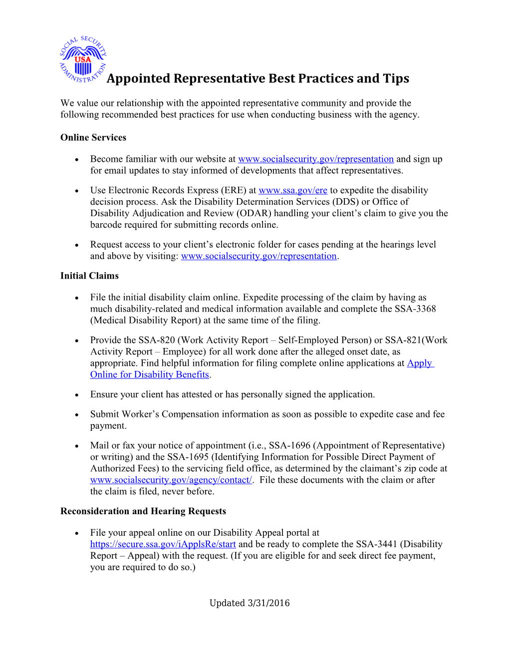 Appointed Representative Best Practices and Tips