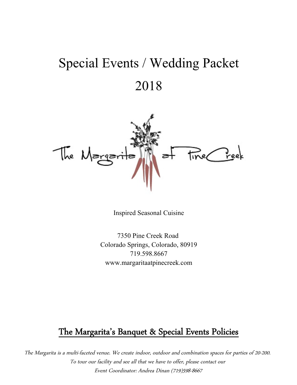 Special Events / Wedding Packet