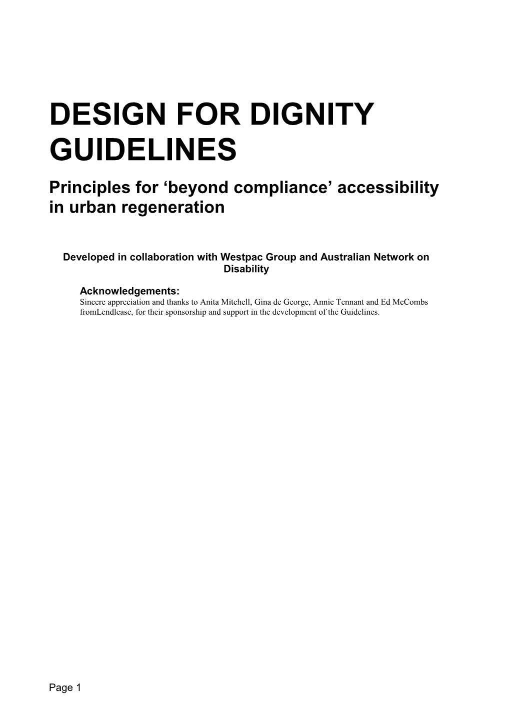 Design for Dignity Guidelines