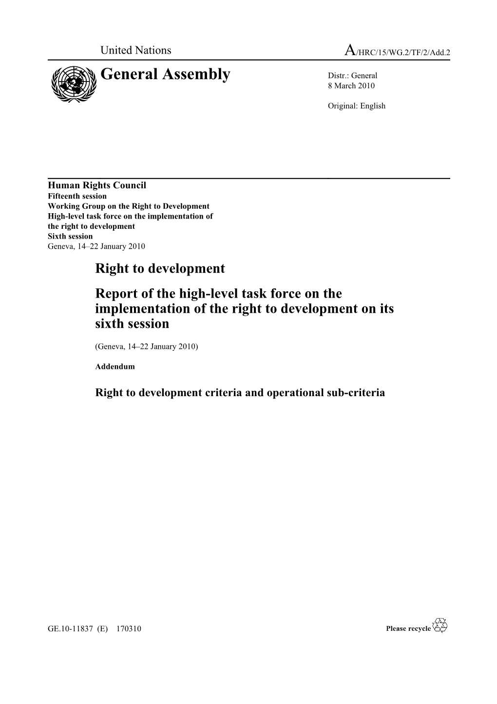 Working Group on the Right to Development