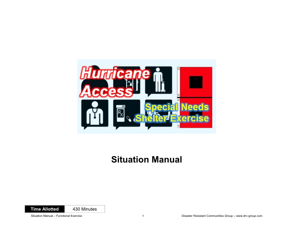 Situation Manual Functional Exercise 28 Disaster Resistant Communities Group