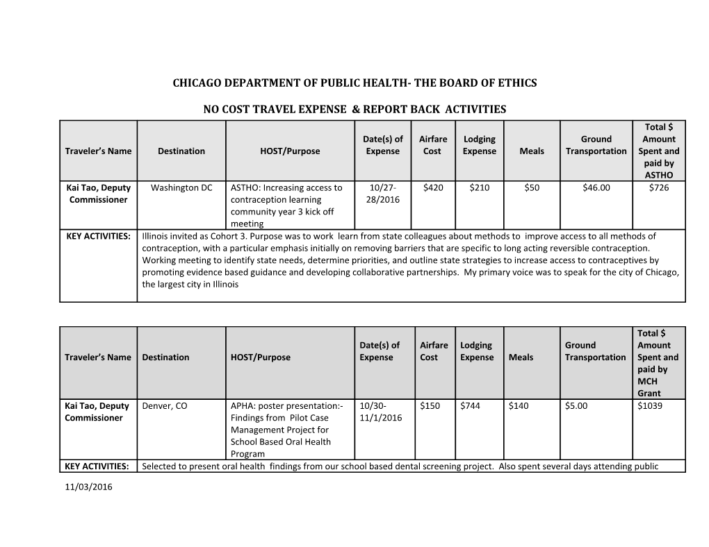 Chicago Department of Public Health- the Board of Ethics