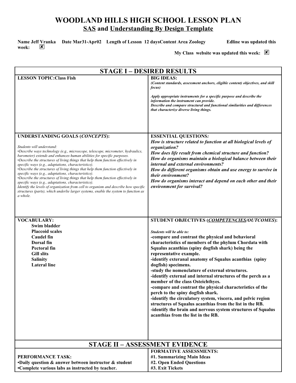 Woodland Hills High School Lesson Plan s3