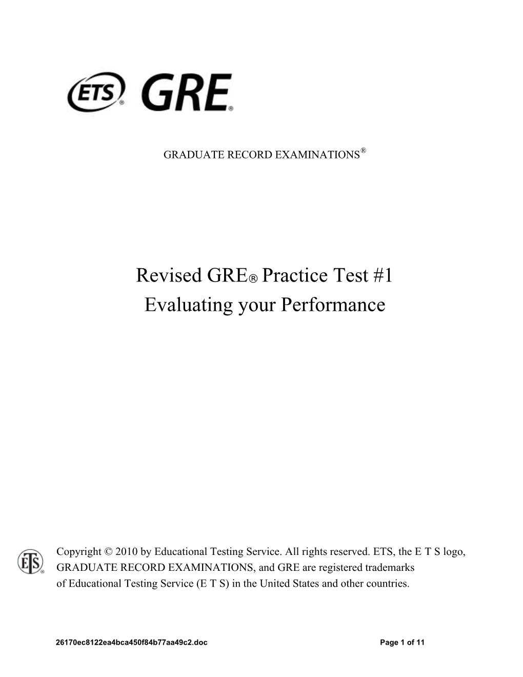 GRE Practice Test #1 Evaluating Your Performance