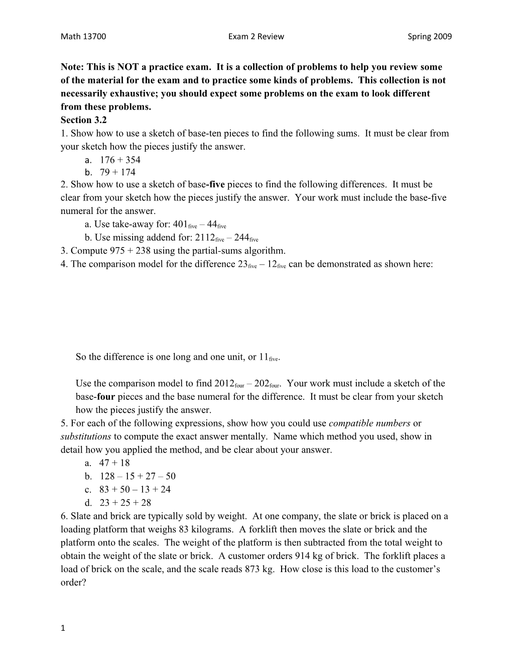 Math 13700Exam 2 Reviewspring 2009