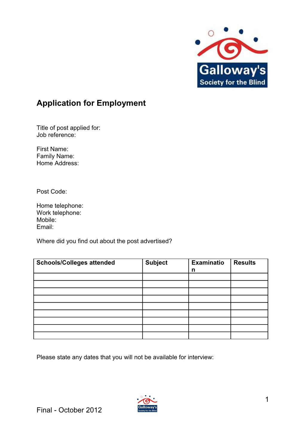 Application for Employment s50