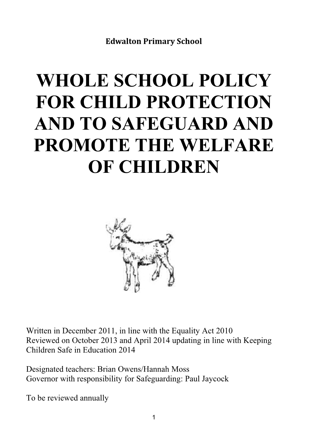 Whole School Policy on Child Protection