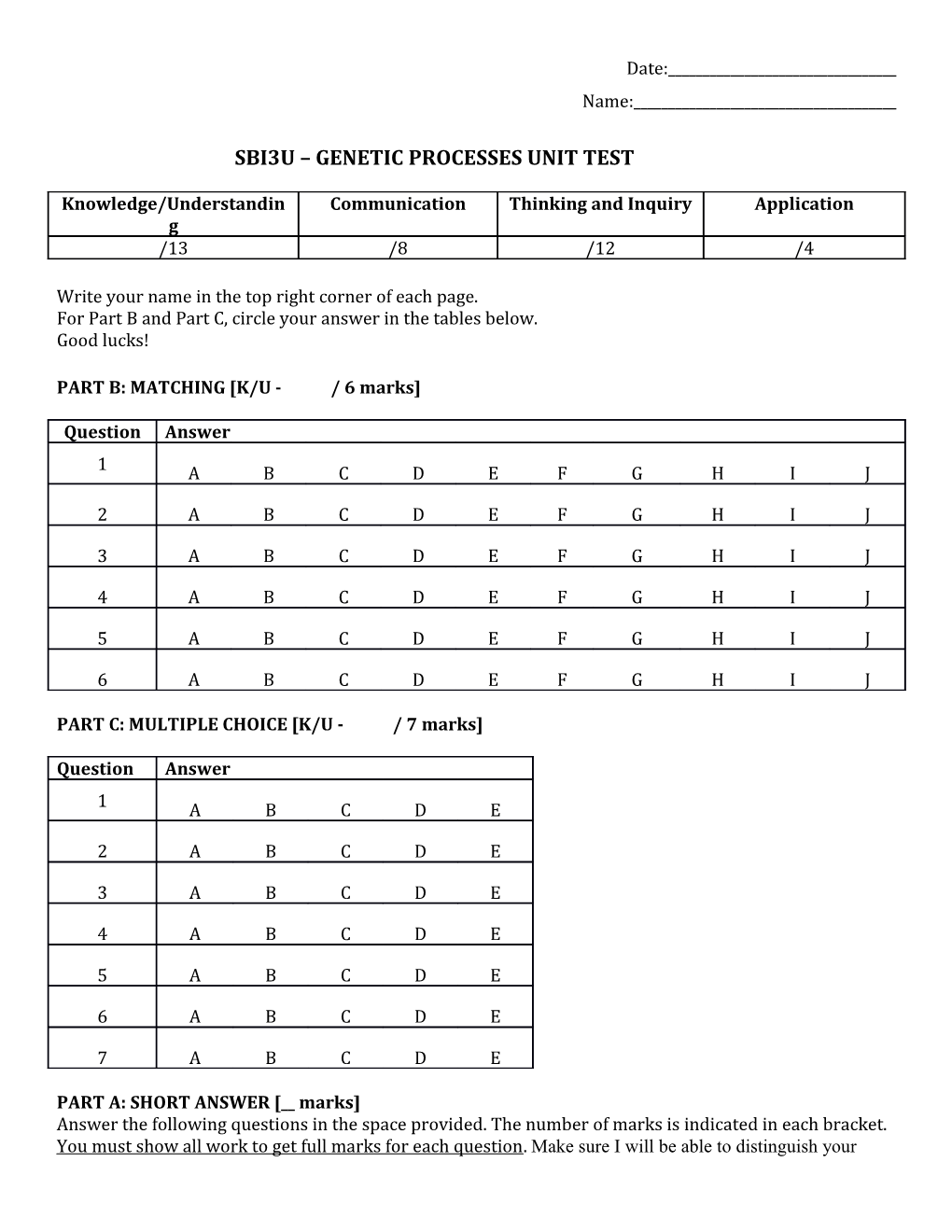 Sbi3u Genetic Processes Unit Test