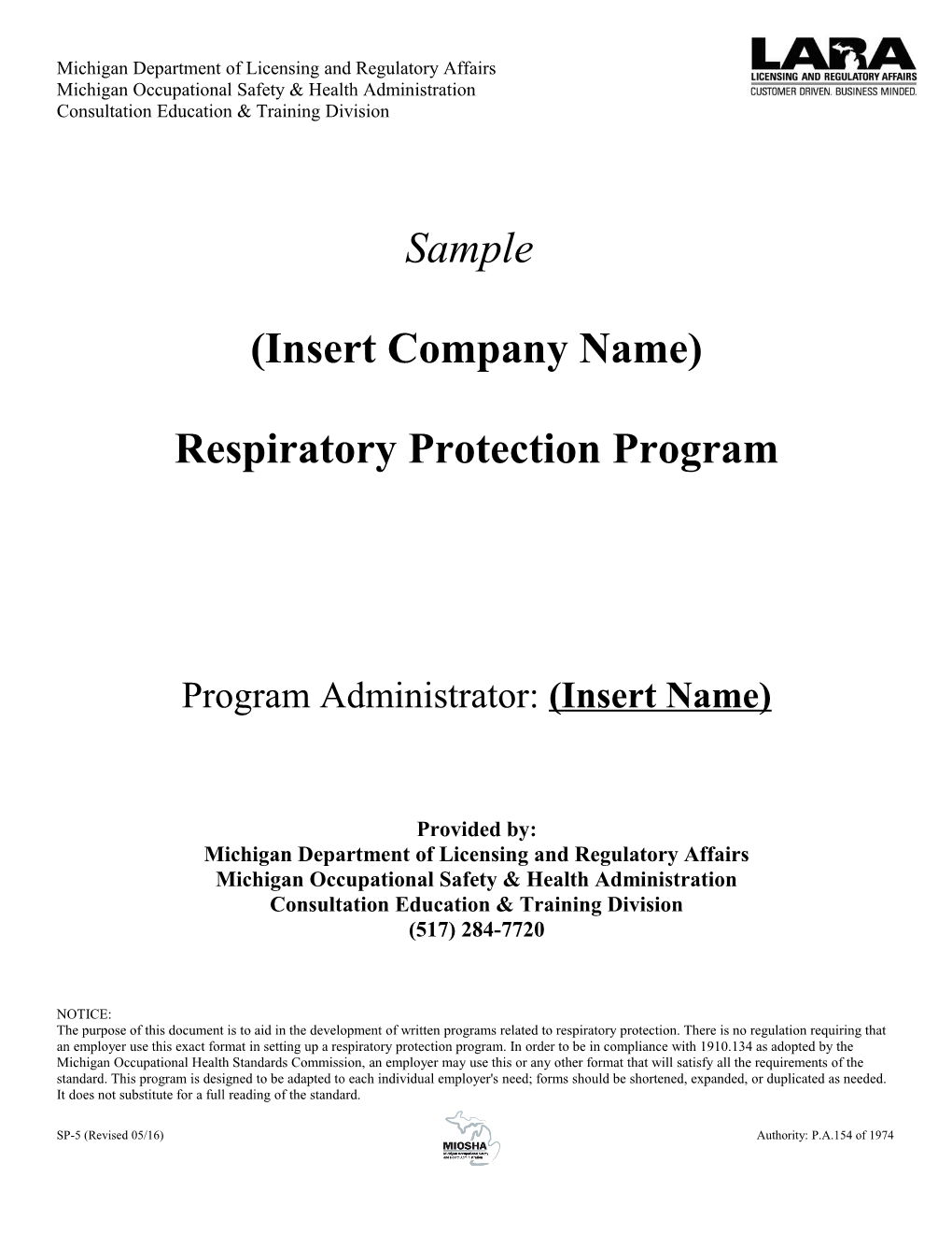 Sample Respiratory Protection Program