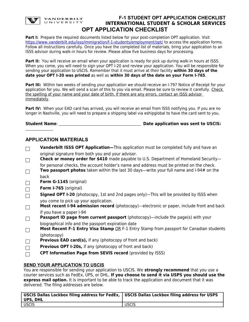 Checklist of Documents Required For
