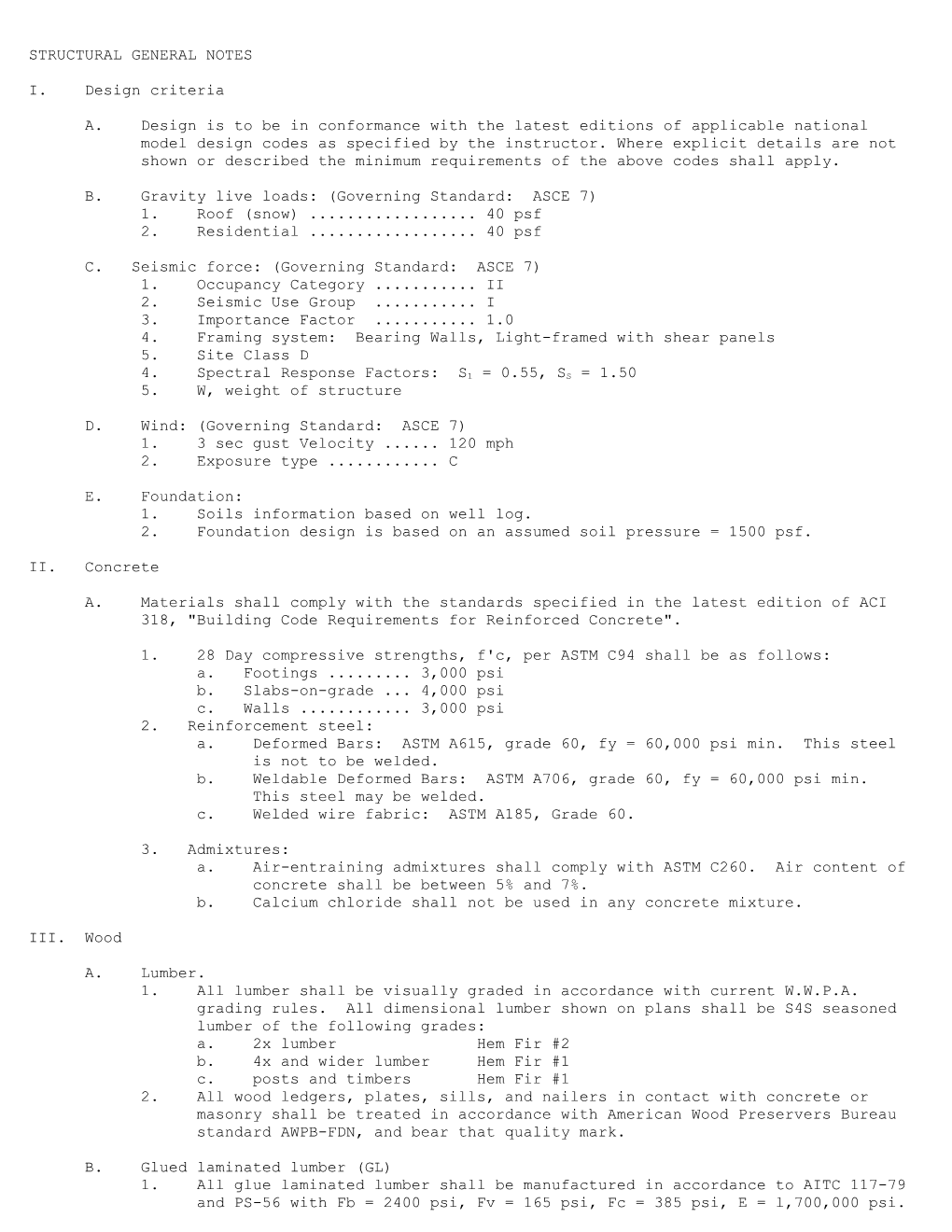 Structural General Notes