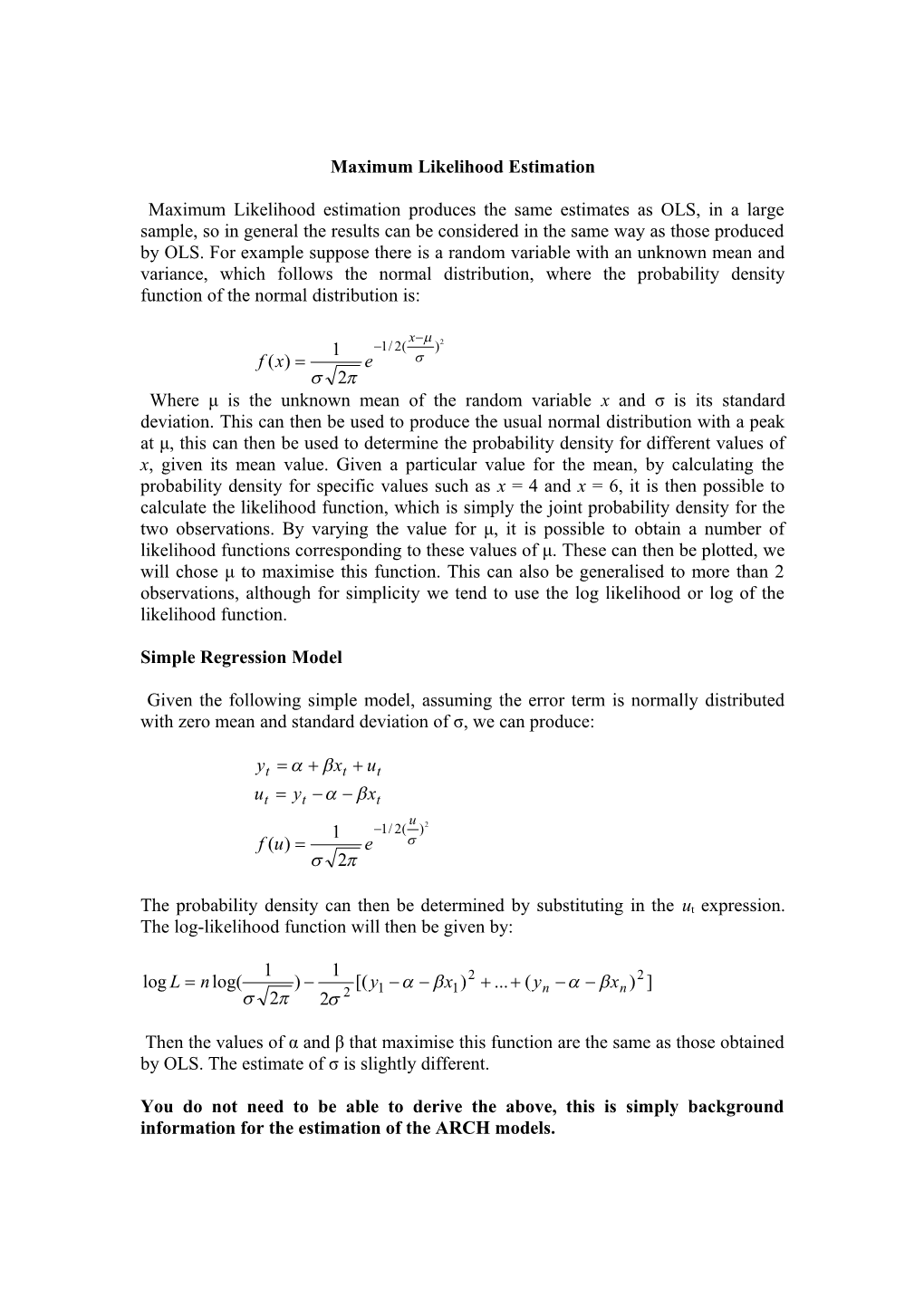 Autoregressive Conditional Heteroskedasticity (ARCH)