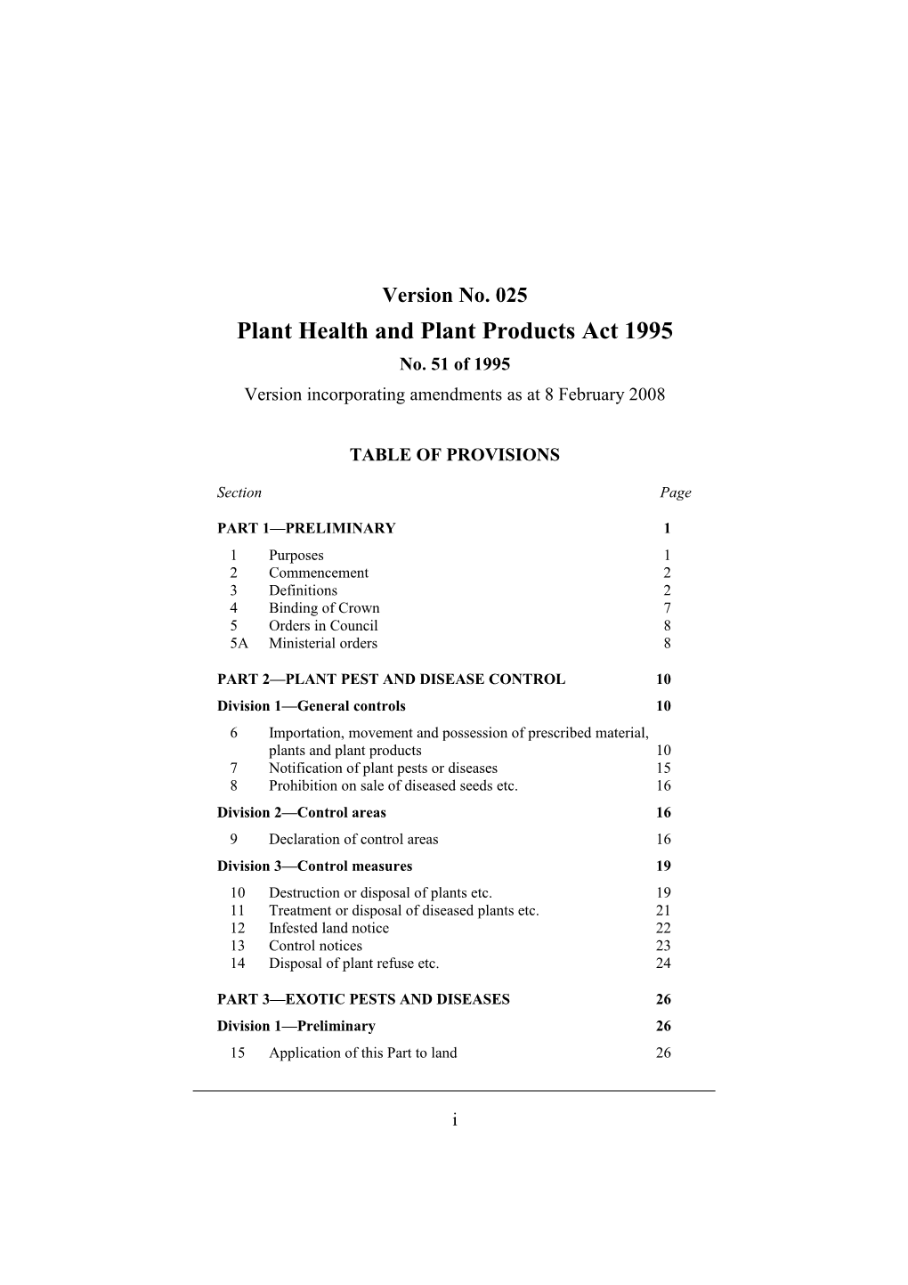 Plant Health and Plant Products Act 1995