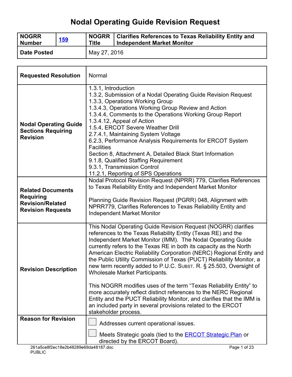 Nodal Operating Guide Revision Request