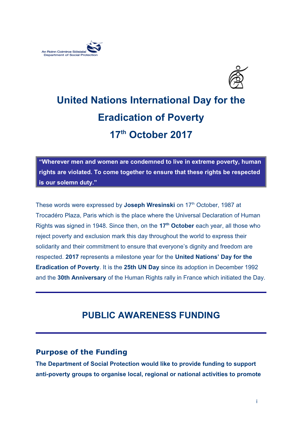 United Nationsinternational Day for the Eradication of Poverty