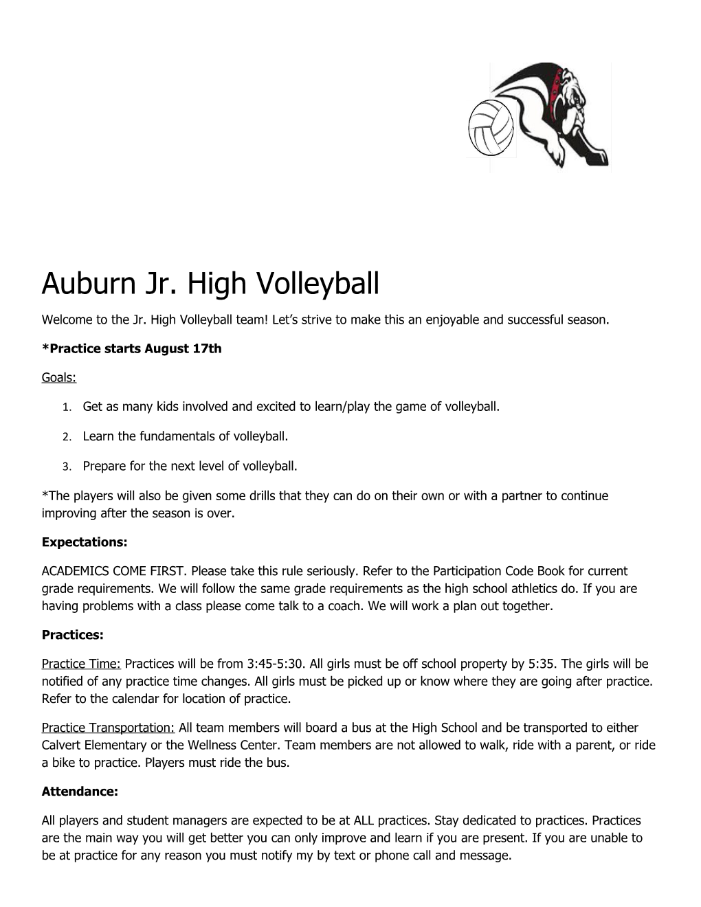 Auburn Jr. High Volleyball