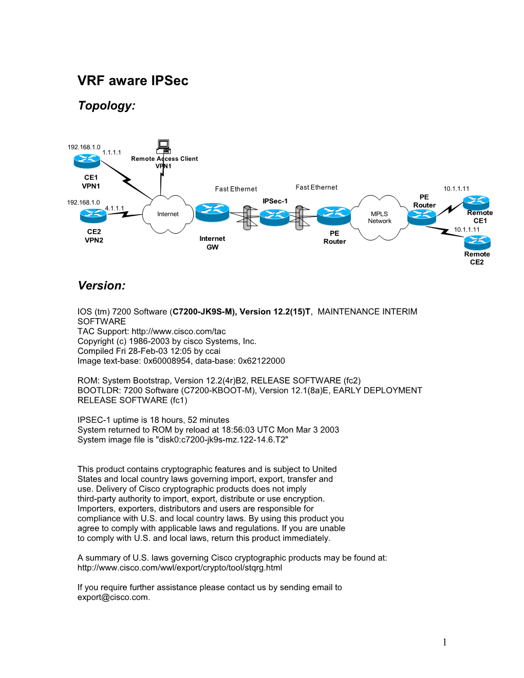 VRF Aware Ipsec and HSRP