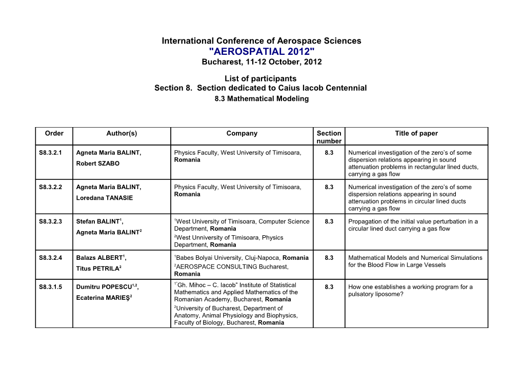 International Conference of Aerospace Sciences