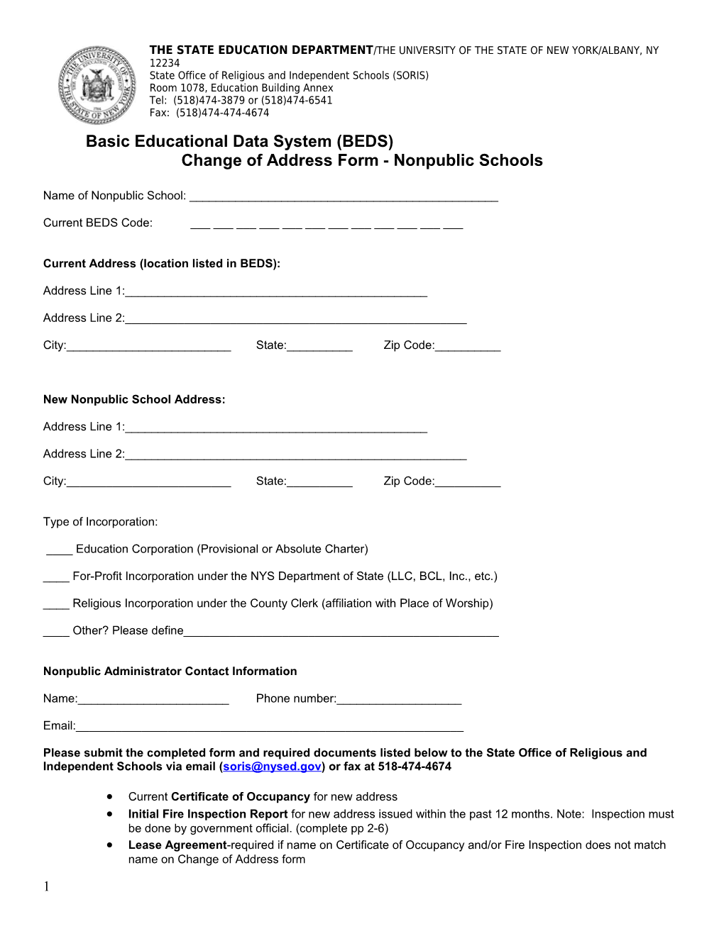 State Office of Religious and Independent Schools (SORIS)