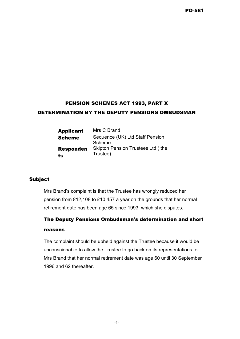 Pension Schemes Act 1993, Part X s9