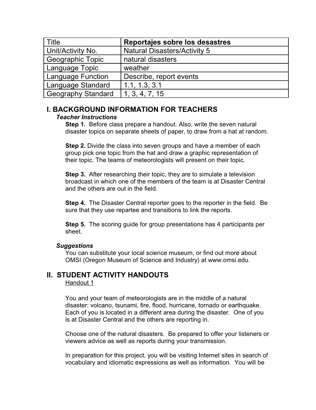 I. Background Information for Teachers s3