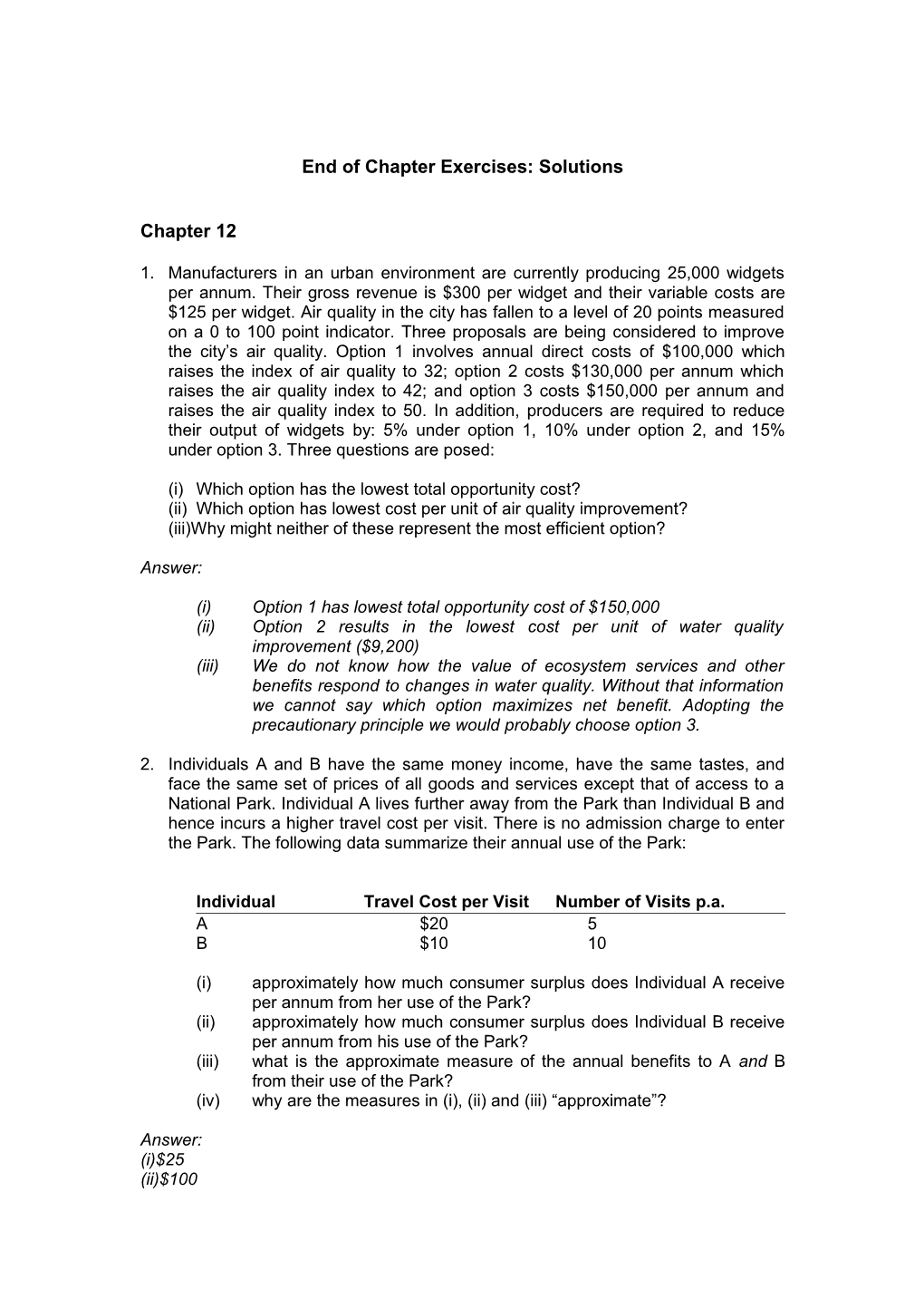 End of Chapter Exercises: Solutions