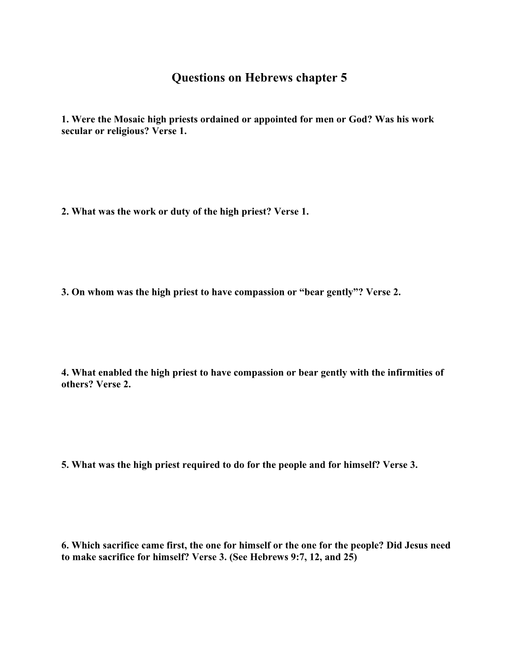 2. What Was the Work Or Duty of the High Priest? Verse 1