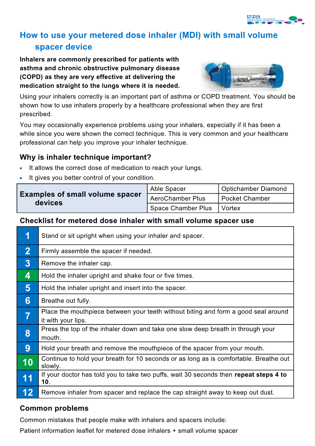 How to Use Your Metered Dose Inhaler (MDI) with Small Volume Spacer Device