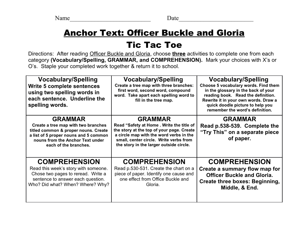Anchor Text: Officer Buckle and Gloria