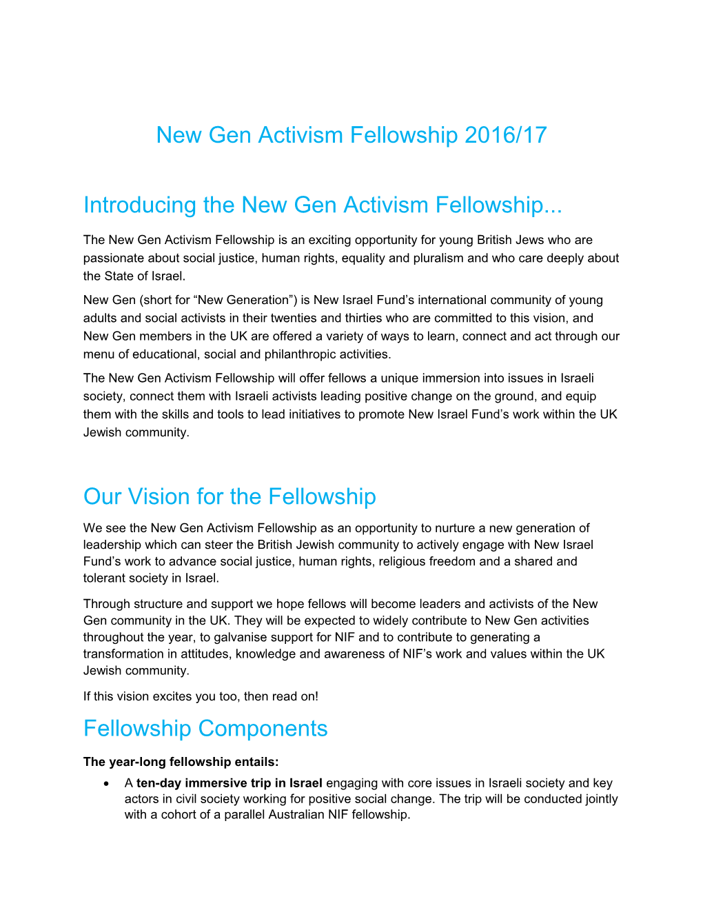 NIF New Gen Activism Fellowship 2015-201