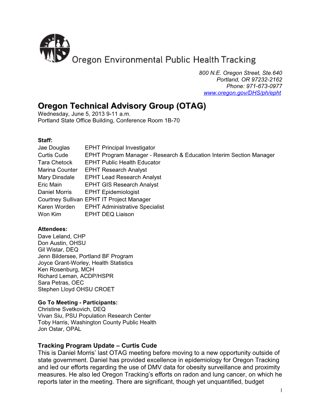 Oregon Technical Advisory Committee OTAG