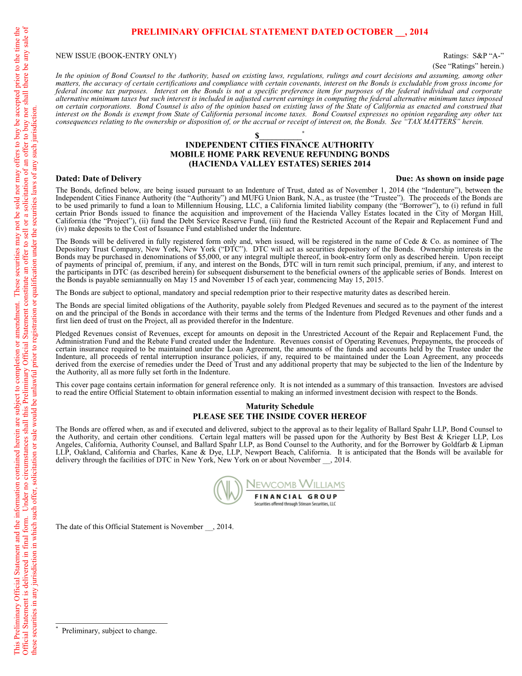 NEW ISSUE (BOOK-ENTRY ONLY) Ratings: S&P A