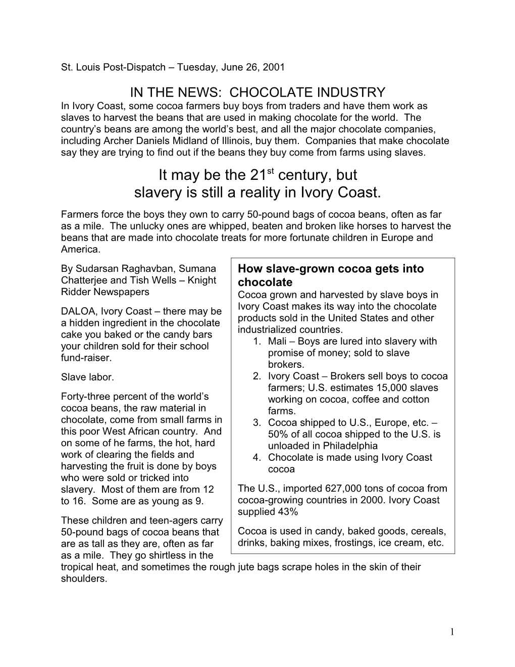 In the News: Chocolate Industry