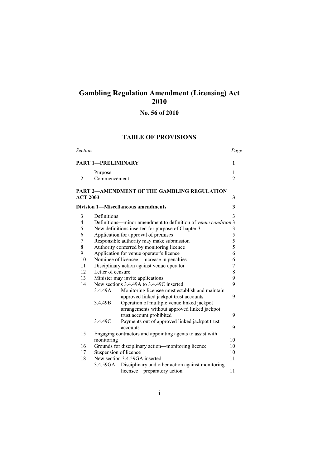 Gambling Regulation Amendment (Licensing) Act 2010