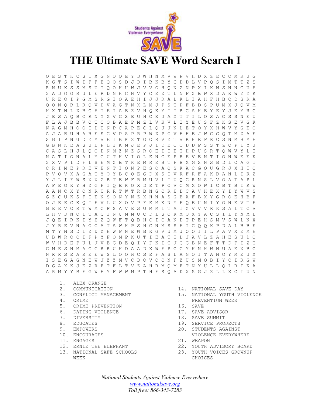 THE Ultimate SAVE Word Search