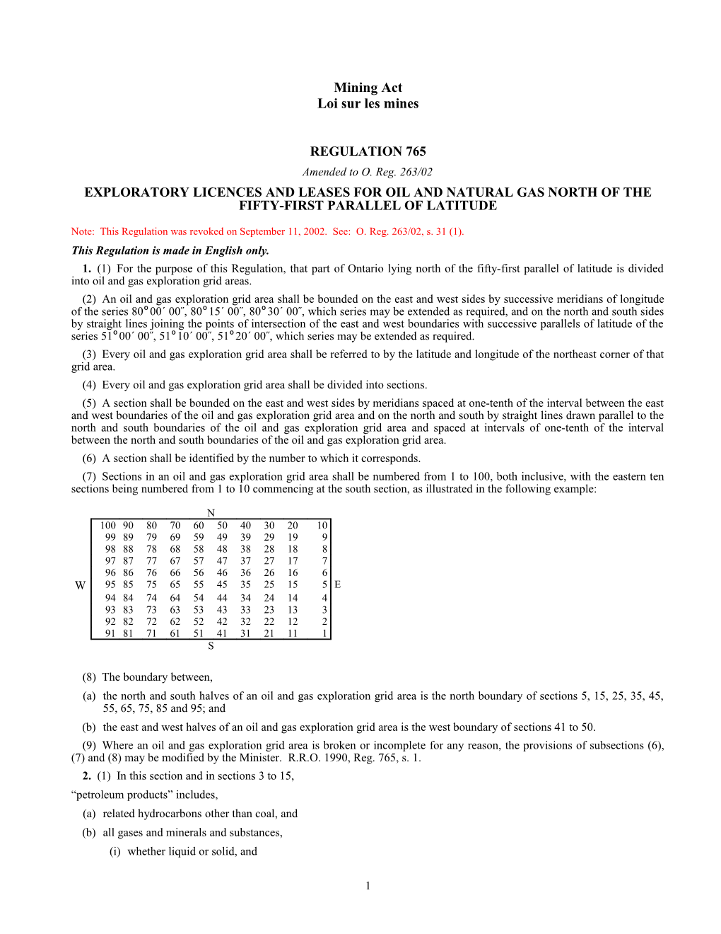 Mining Act - R.R.O. 1990, Reg. 765