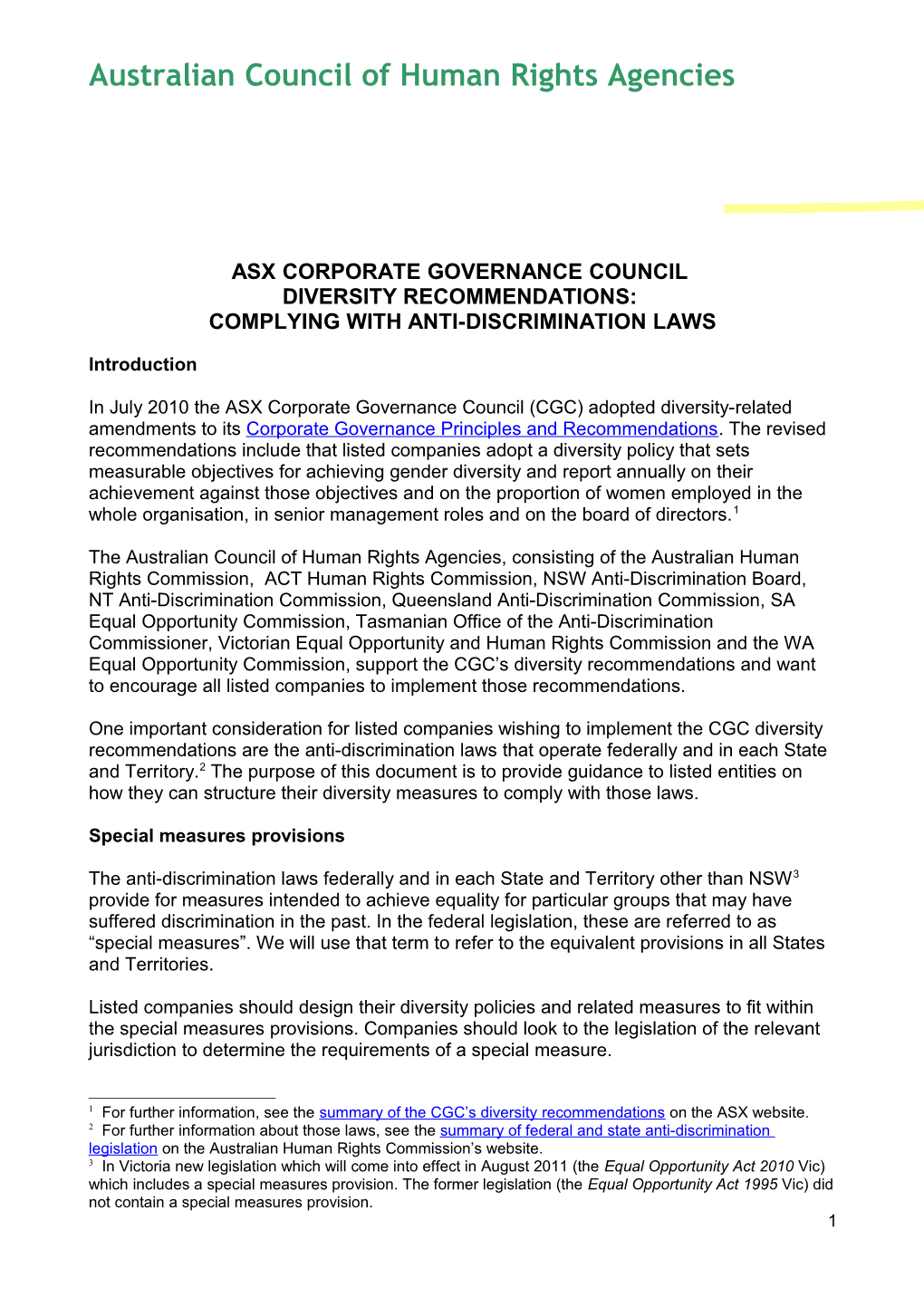 Asx Corporate Governance Council Diversity Recommendations