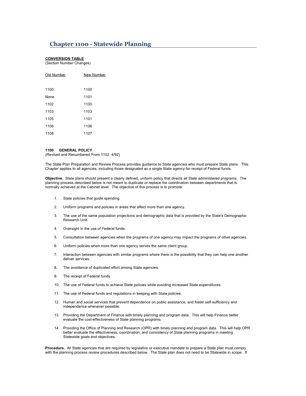 Chapter 1100 - Statewide Planning