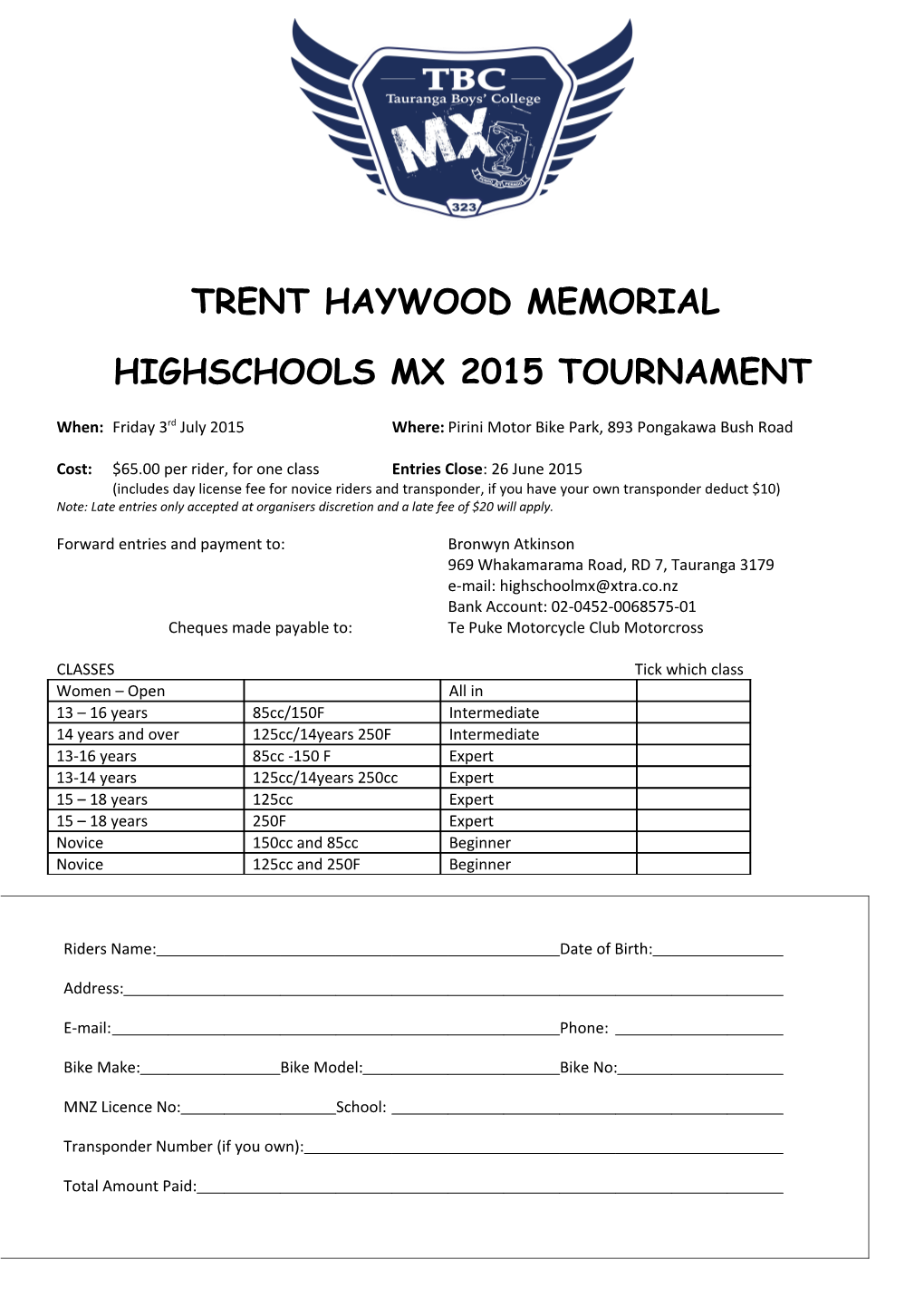 Trent Haywood Memorial