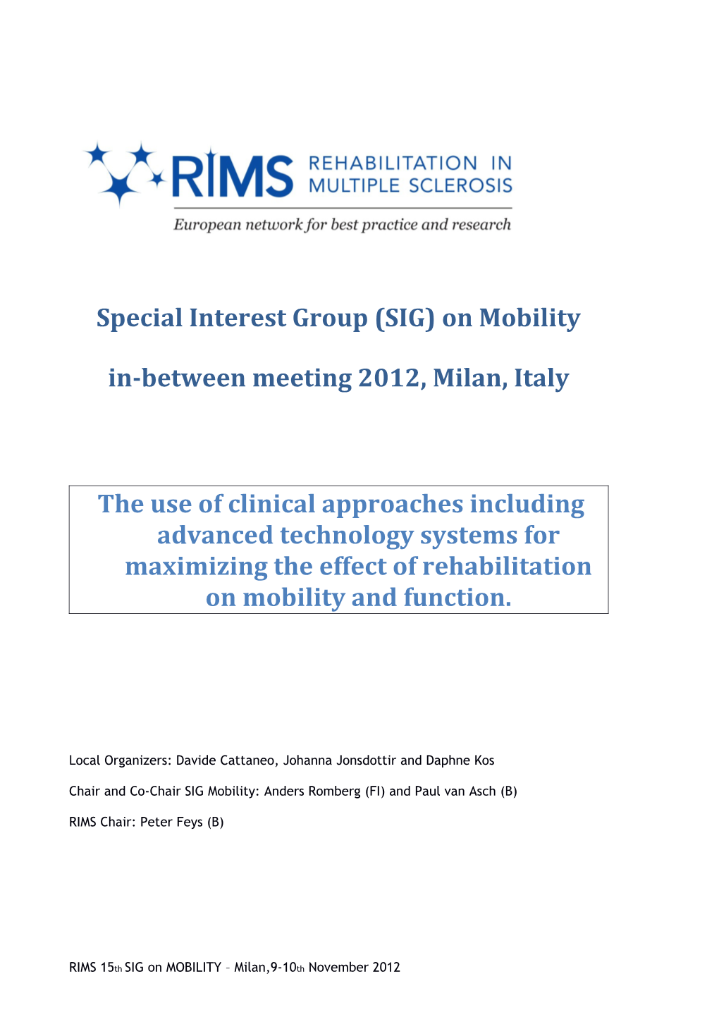 Special Interest Group (SIG) on Mobility