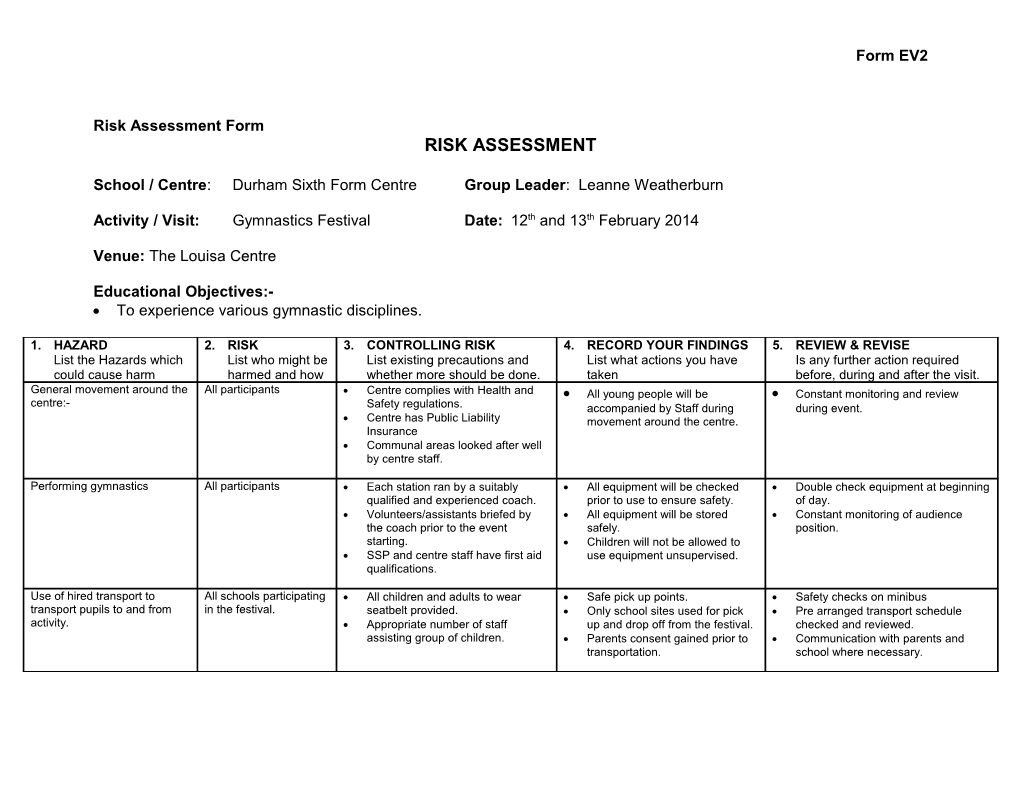 Risk Assessment Form s2