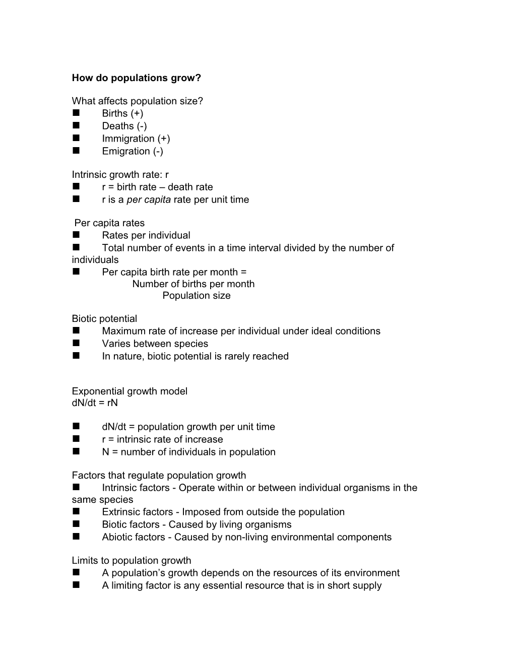 How Do Populations Grow