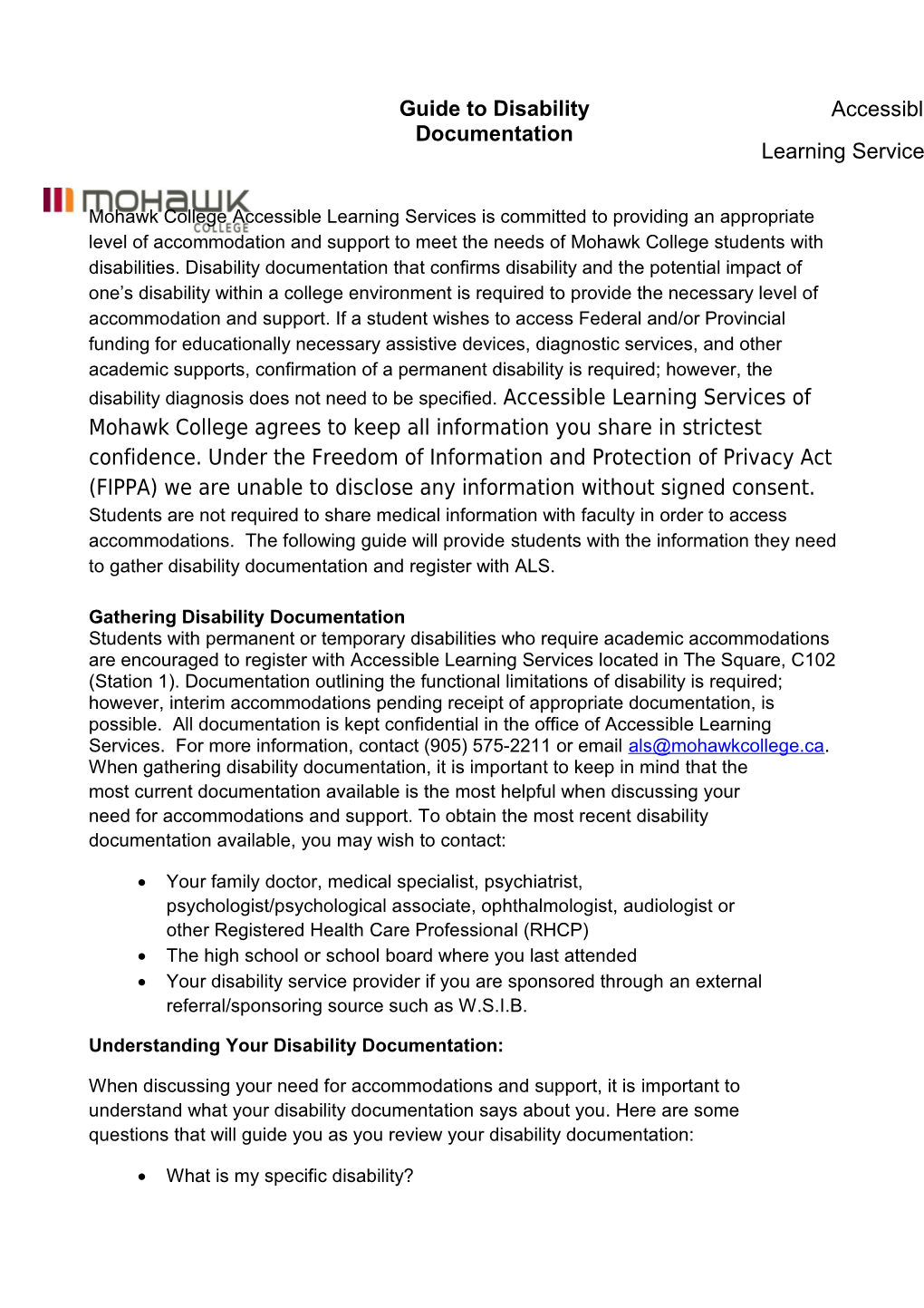 Gathering Disability Documentation