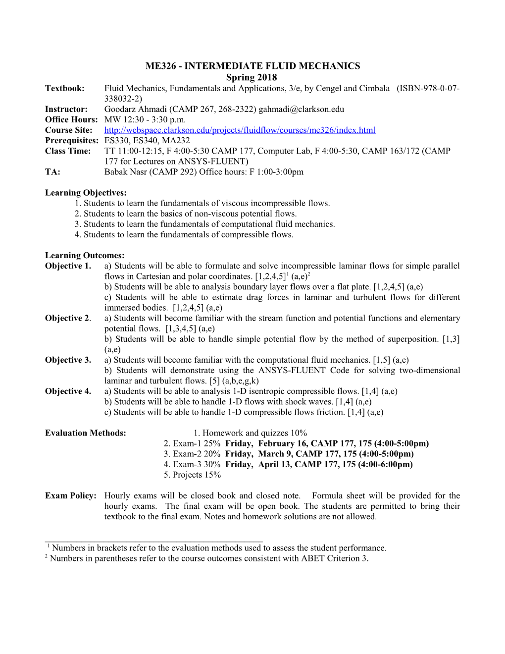 Me326 - Intermediate Fluid Mechanics