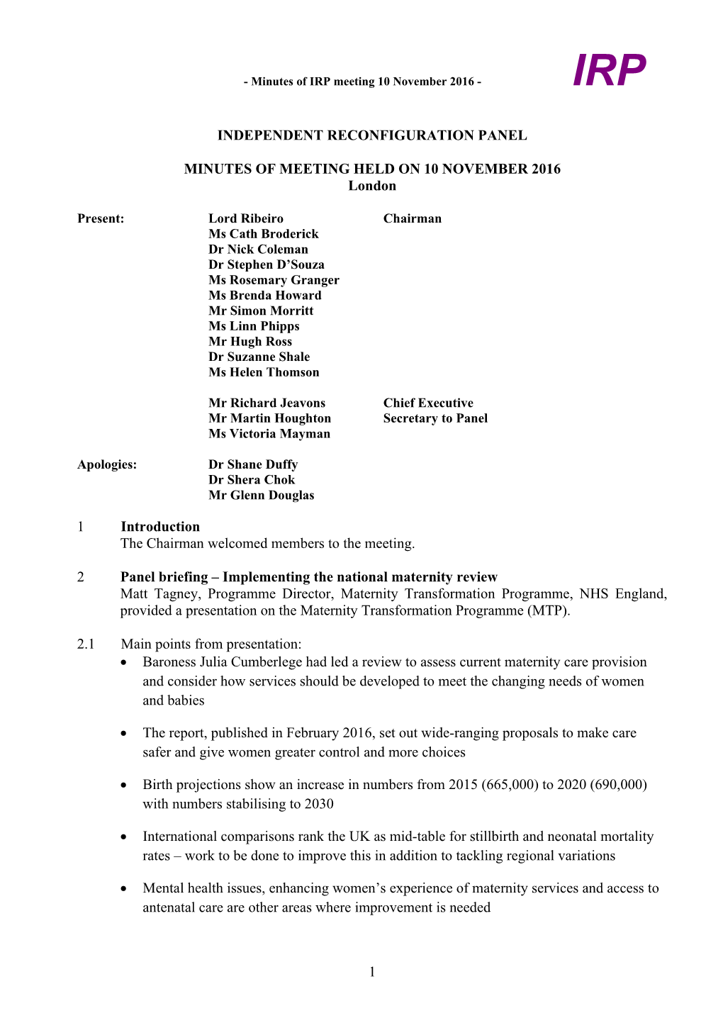 Independent Reconfiguration Panel