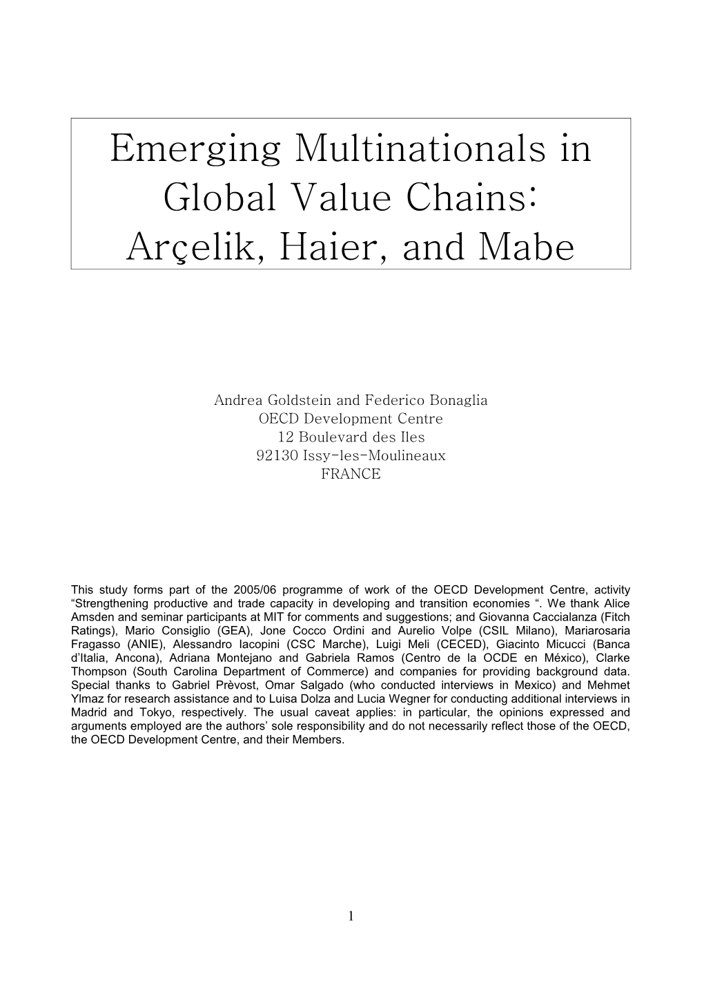 Emerging Multinationals in Global Value Chains