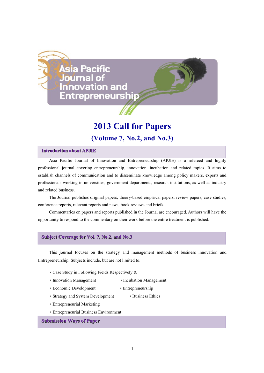 2009 Call for Papers
