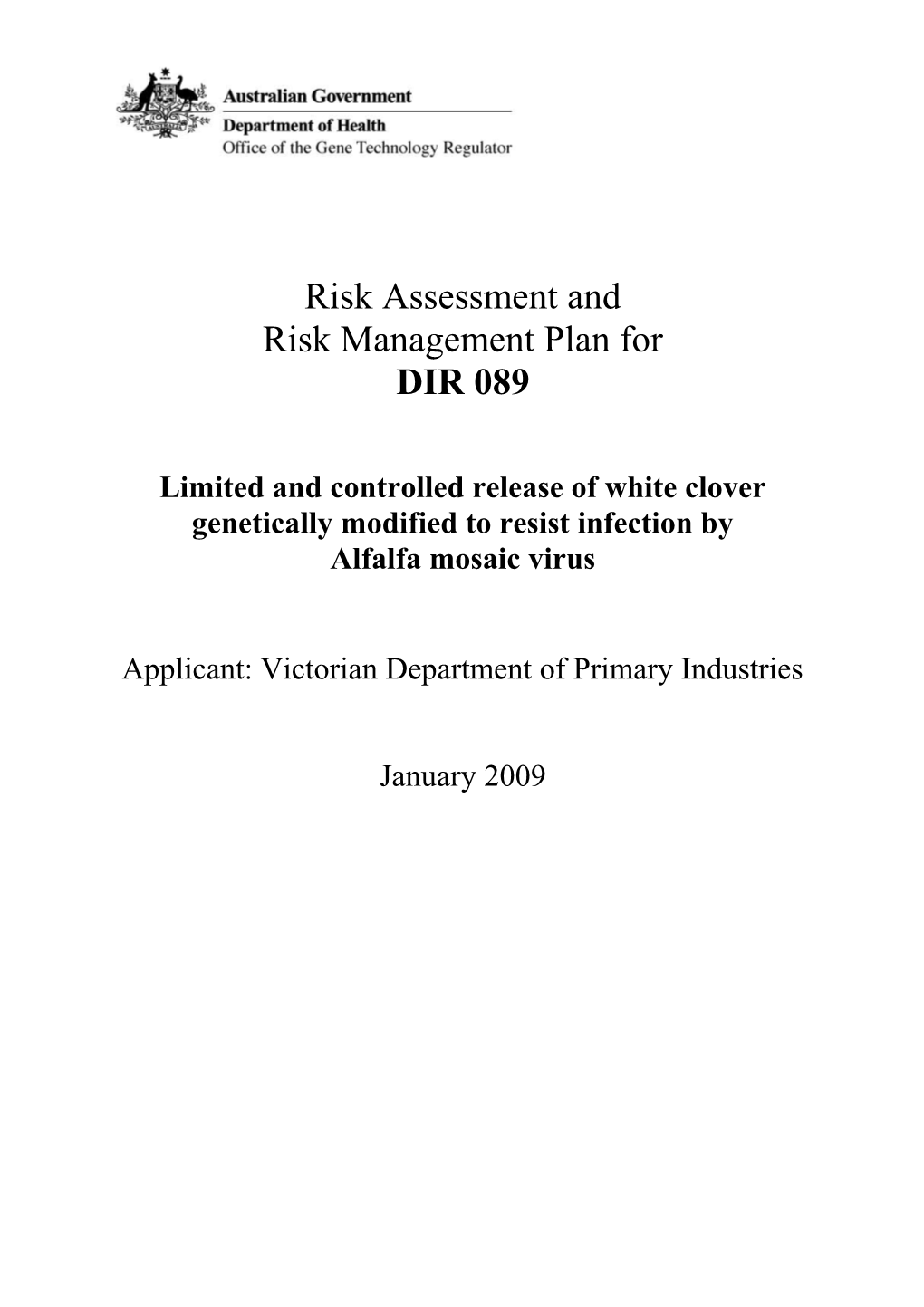 Full Risk Assessment and Risk Management Plan